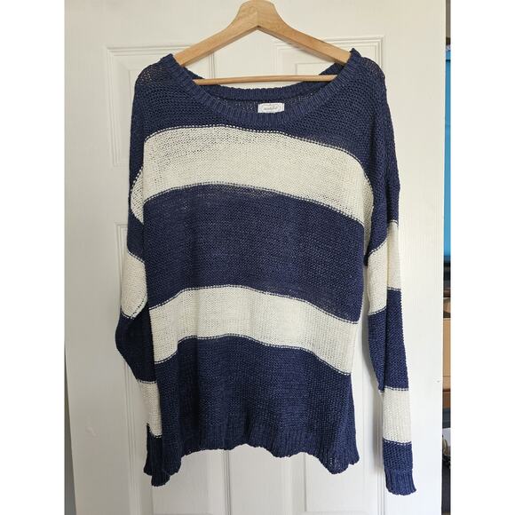 Mud Pie Sweaters - Mud Pie Sweater M/L Blue And White Stripes